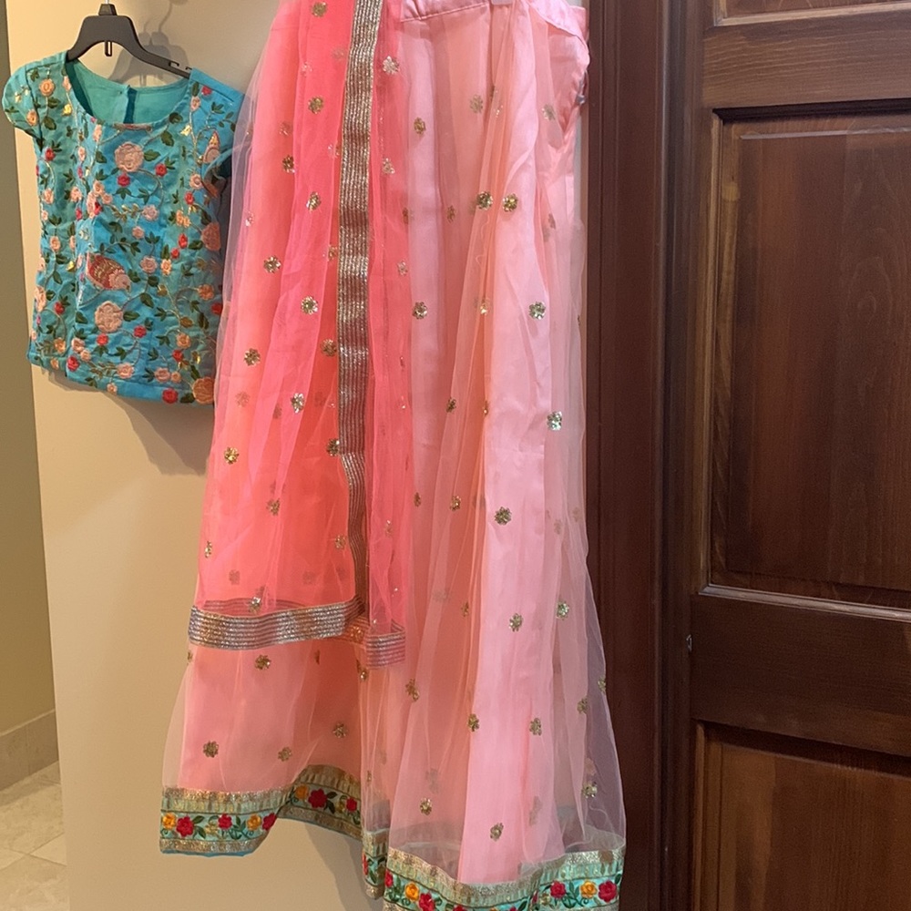 Brand new XS stitched lehenga and long blouse with dupatta - Picture 2 of 7